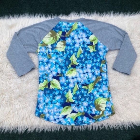LuLaRoe Hawaiian Floral Randy Baseball Tee - Picture 5 of 7